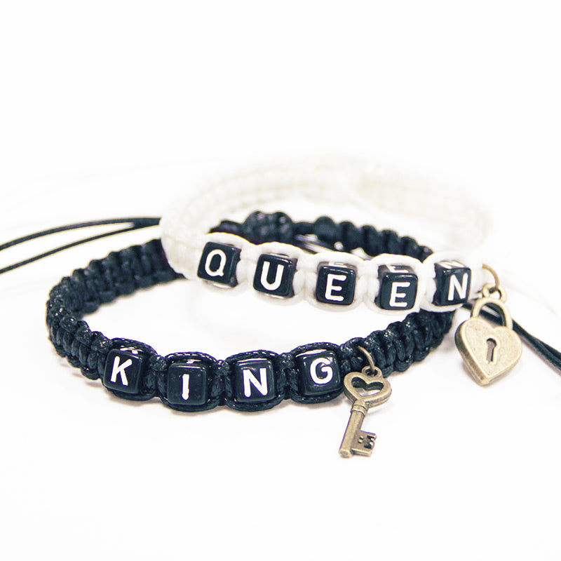 BRAZALETES DE PAREJA BLACK KING & WHITE QUEEN – SET DE 2